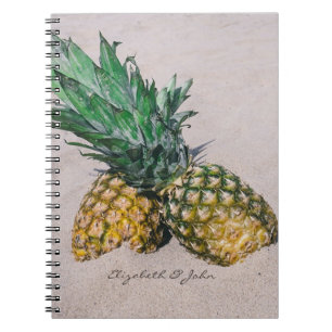 Caderno Espiral Praia Tropical Moderna e Legal, Abacaxi-Personaliz