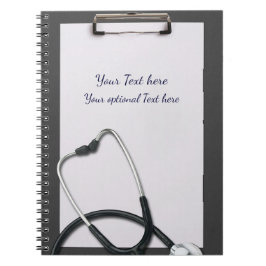 Caderno Espiral Prancheta Cinza Médica com Estetoscópio