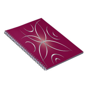 Caderno Espiral Prata com magenta