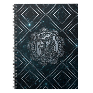 Caderno Espiral Prata do zodíaco do Aquário gravada no céu da