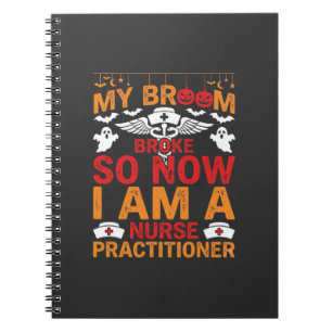 Caderno Espiral Praticante de Enfermagem Halloween Vassoura Quebro