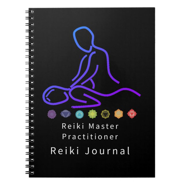 Caderno Espiral Praticante Mestre Reiki - Contorno Preto (Frente)