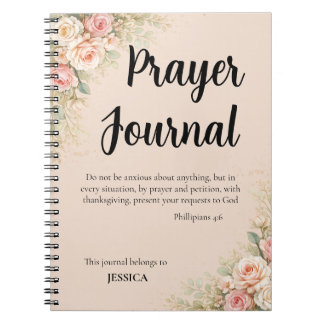 Caderno Espiral Prayer Journal – Philippians 4:6 Christian Floral 