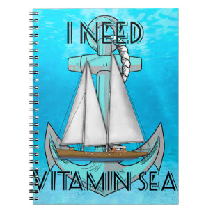 Caderno Espiral Preciso De Barco De Mar De Vitamina