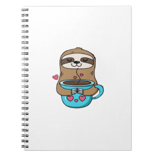 Caderno Espiral Preguiça Chibi Amante de Café � Cute Kawaii Sloth 