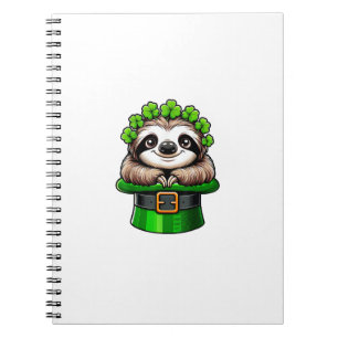 Caderno Espiral Preguiça Dia de São Patrício Leprechaun Trevo Irla
