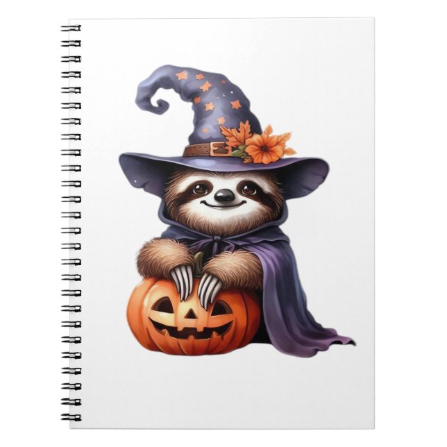 Caderno Espiral Preguiça Halloween Pirata Crianças Mulheres Homens (Frente)