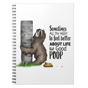 Caderno Espiral preguiça pooping