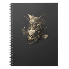 Caderno Espiral Prehistoric Fish Skull Grunge Dark Art