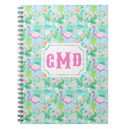 Caderno Espiral Preppy Summer Flamingo | Monograma