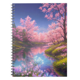 Caderno Espiral Presença Graciosa de Sakura Trees