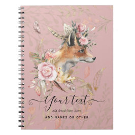 Caderno Espiral Presente Comemorativo Personalizado de Raposa Boho