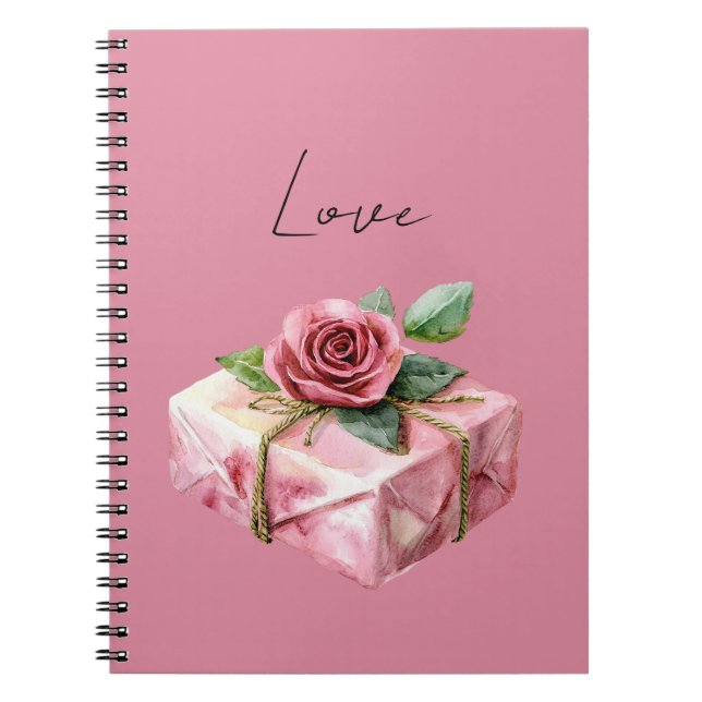 Caderno Espiral Presente de Amor Rosa Flor (Frente)