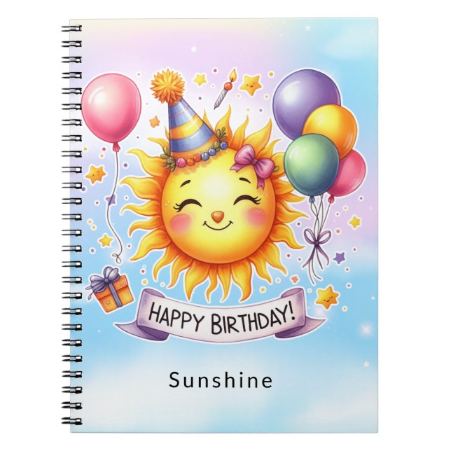 Caderno Espiral Presente de Aniversário Personalizado Sunshine (Frente)