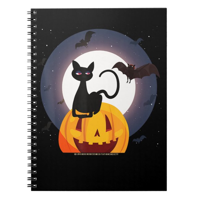 Caderno Espiral Presente de aranha | Pumpkin Preto De Gato Hallowe (Frente)
