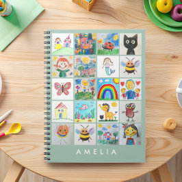 Caderno Espiral Presente de Arte Infantil 20 Desenhos Colagem