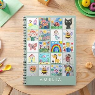 Caderno Espiral Presente de Arte Infantil 20 Desenhos Colagem