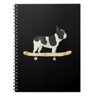 Caderno Espiral presente de cachorrinho francês de skate engraça