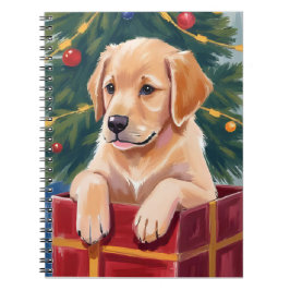 Caderno Espiral Presente de Cachorro Golden Retriever de Natal