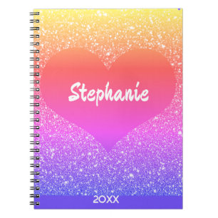 Caderno Espiral Presente de Coração de Dia dos Namorados com Nome