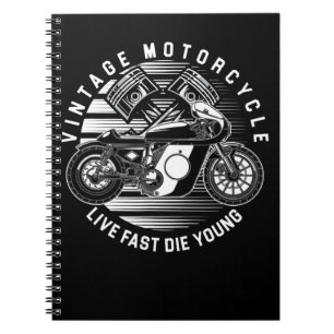 Caderno Espiral Presente De Corrida De Motociclos Vintage Para Bik