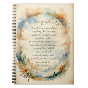 Caderno Espiral Presente de Encorajamento Cristão Filipenses 4:6–7