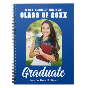 Caderno Espiral Presente de Formatura Azul Moderno para Graduado