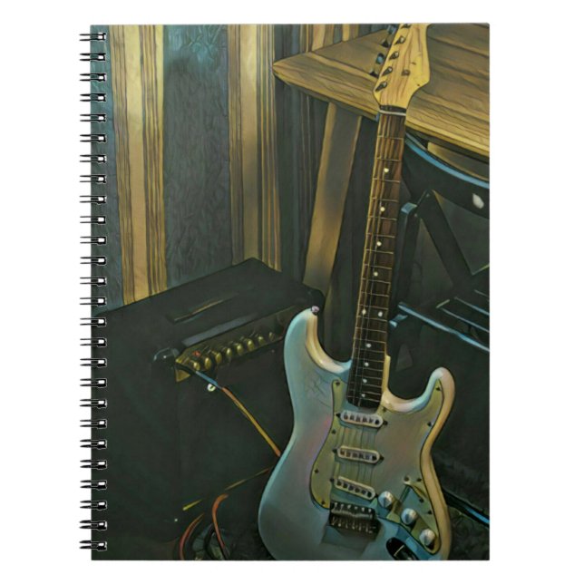 Caderno Espiral presente de guitarra de baixo acústico (Frente)