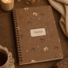 Caderno Espiral Presente de Leitores Vintage com Nome Personalizad