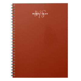 Caderno Espiral Presente de Monograma Minimalista Vermelho Simples