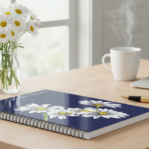 Caderno Espiral Presente de Natal Boho Floral de Margarida em Aqua