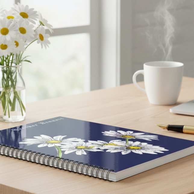 Caderno Espiral Presente de Natal Boho Floral de Margarida em Aqua (Criador carregado)