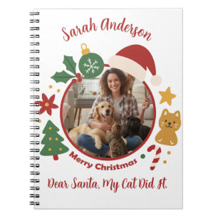 Caderno Espiral Presente de Natal Personalizado com Foto e Nome pa
