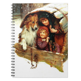 Caderno Espiral Presente de Natal Vintage Art