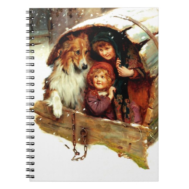 Caderno Espiral Presente de Natal Vintage Art (Frente)