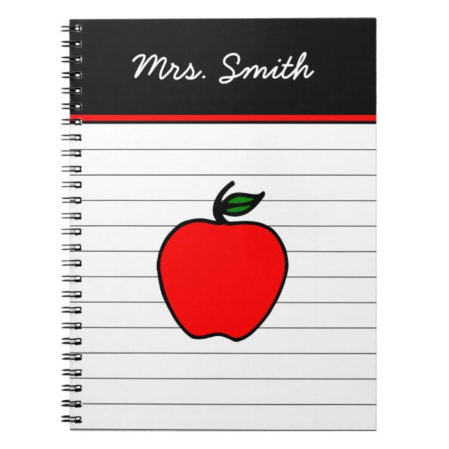 Caderno Espiral Presente de notebook Red Apple do professor person (Frente)