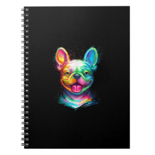 Caderno Espiral presente de rosto sorridente de buldogue francês 