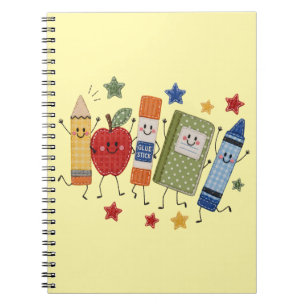 Caderno Espiral Presente de Suprimentos Cute Faux Patch de Volta à