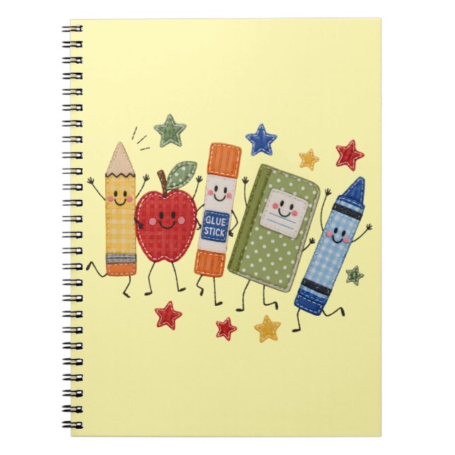 Caderno Espiral Presente de Suprimentos Cute Faux Patch de Volta à (Frente)