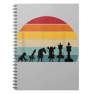 Caderno Espiral Presente De Vintage Retro De Evolução De Xadrez Pa