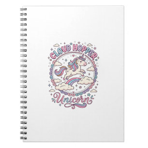 Caderno Espiral Presente Divertido Unicórnio Saltador de Nuvens Un