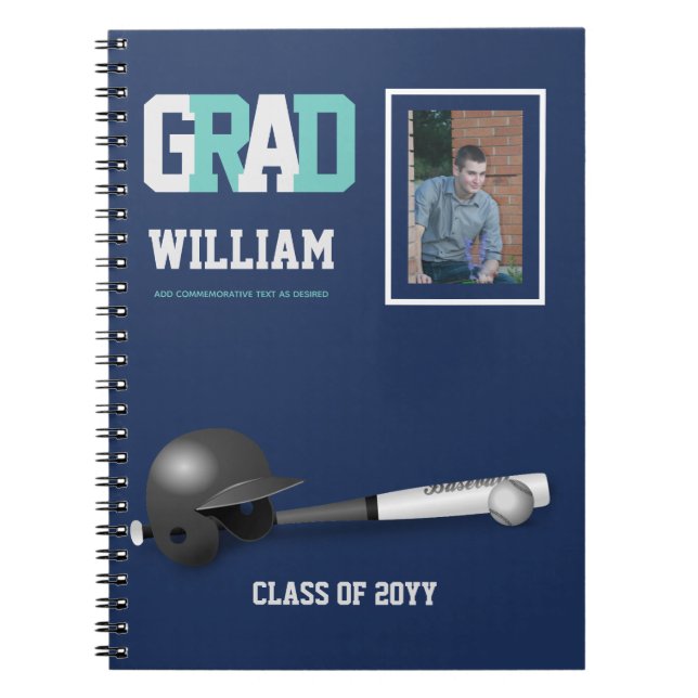 Caderno Espiral Presente do Formando - Diário ameaçado de basebol  (Frente)