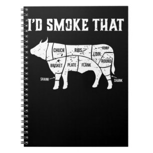 Caderno Espiral Presente engraçado do mestre da churrasqueira Cow 