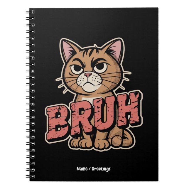 Caderno Espiral Presente engraçado para amantes de gatos com meme  (Frente)