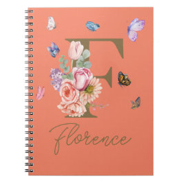 Caderno Espiral Presente Inicial Personalizado do Notebook Butterf