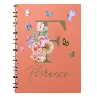 Caderno Espiral Presente Inicial Personalizado do Notebook Butterf