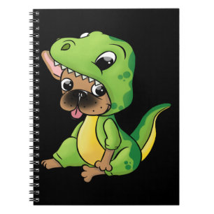 Caderno Espiral Presente no cão Bulldog Francês Com Dinossauros