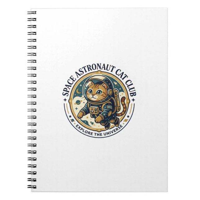 Caderno Espiral Presente para Pai de Gato Astronauta Espacial - As (Frente)