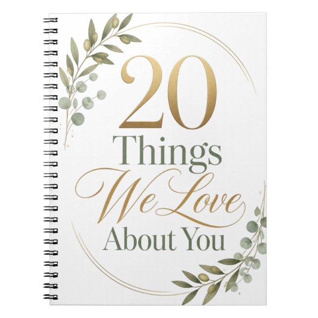 Caderno Espiral Presente Personalizado 20 Coisas que Amamos em Voc (Frente)