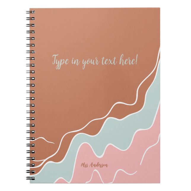 Caderno Espiral presente personalizado boêmico moderno personaliza (Frente)